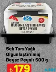 SEK TAM YAĞLI OLGUNLAŞTIRILMIŞ BEYAZ PEYNİR 500 G